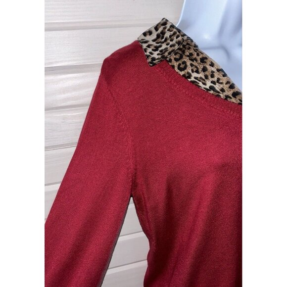 Belle By Kim Gravel Sz XXS Feather Knit Sweater & Woven Printed Combo Blouse EUC - Picture 5 of 14